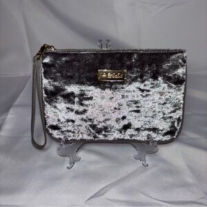 bebe Crushed Velvet Wrislet, Annie Design Silver Velvet Wristlet Clutch